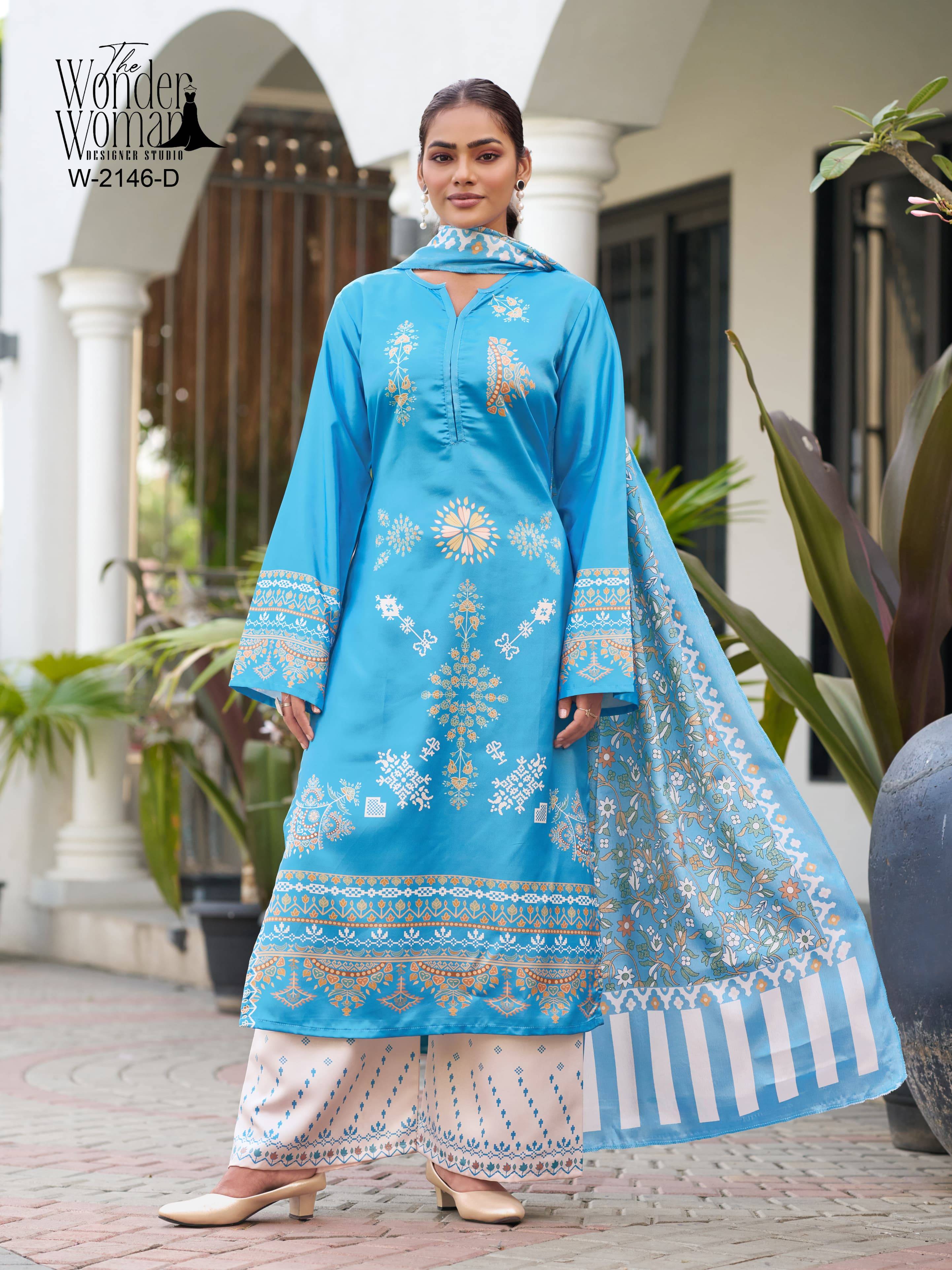  2146 COLOURS By The Wonder Woman Beautiful Festive Suits Colorful Stylish Fancy Casual Wear & Ethnic Wear imported satin Dresses At Wholesale Price 